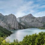 lake, mountains, nature, sky, clouds, vegetation, hiking, europe, spain, summer, day, outdoors, hiking trail, river, park, rock, beauty, travel, view