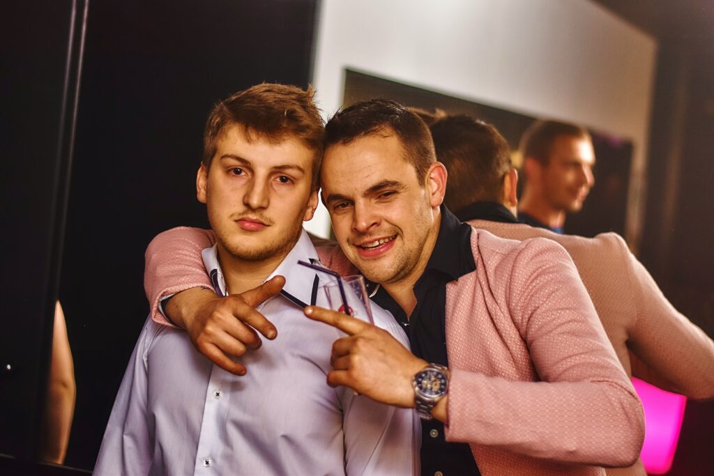 Two young men posing for a picture