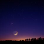 heaven, stars, moon, venus, universe, night, night sky, nature, trees