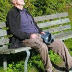 resting, old, man, human, bench, person, park
