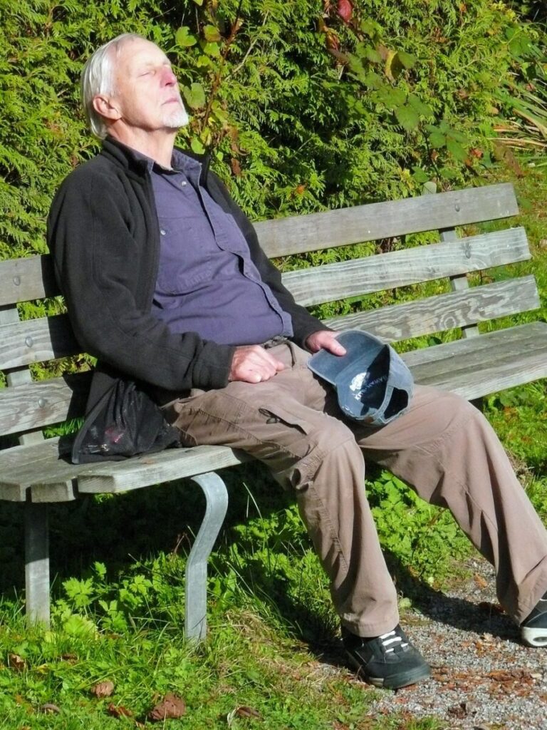 resting, old, man, human, bench, person, park