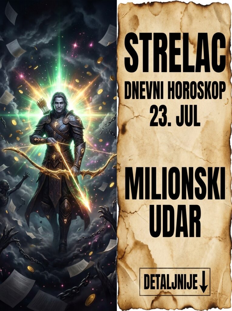 STRELAC – DNEVNI HOROSKOP ZA 23. JUL 2026: Četvrtak kosmičke pobune, lomljenja lažnih autoriteta i milionski uspeh na ivici provalije!