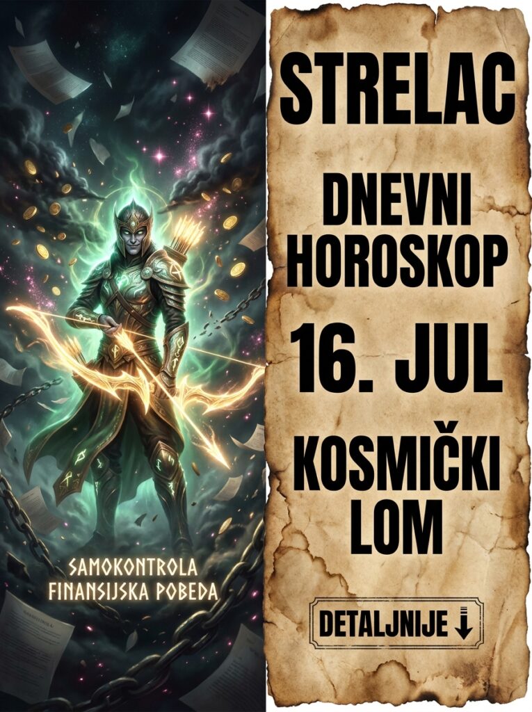 STRELAC – DNEVNI HOROSKOP ZA 16. JUL 2026: Četvrtak kosmičkog sloma, hirurško gaženje lažnog autoriteta i noć brutalne istine!