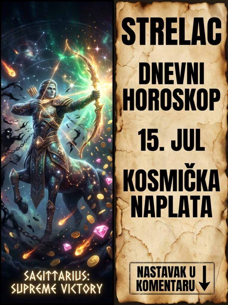 STRELAC – DNEVNI HOROSKOP ZA 15. JUL 2026: Sreda apsolutne dominacije, ledena kazna za manipulatore i sudbinski finansijski dobitak iz vedra neba!