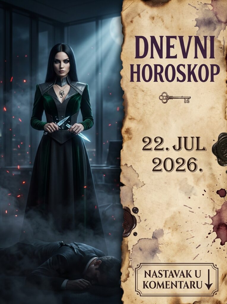 ŠKORPIJA – DNEVNI HOROSKOP ZA 22. JUL 2026: Sreda skida ulične maske na poslu, a vaš zaleđeni šah-mat u podne lomi izdajnike do pepela!