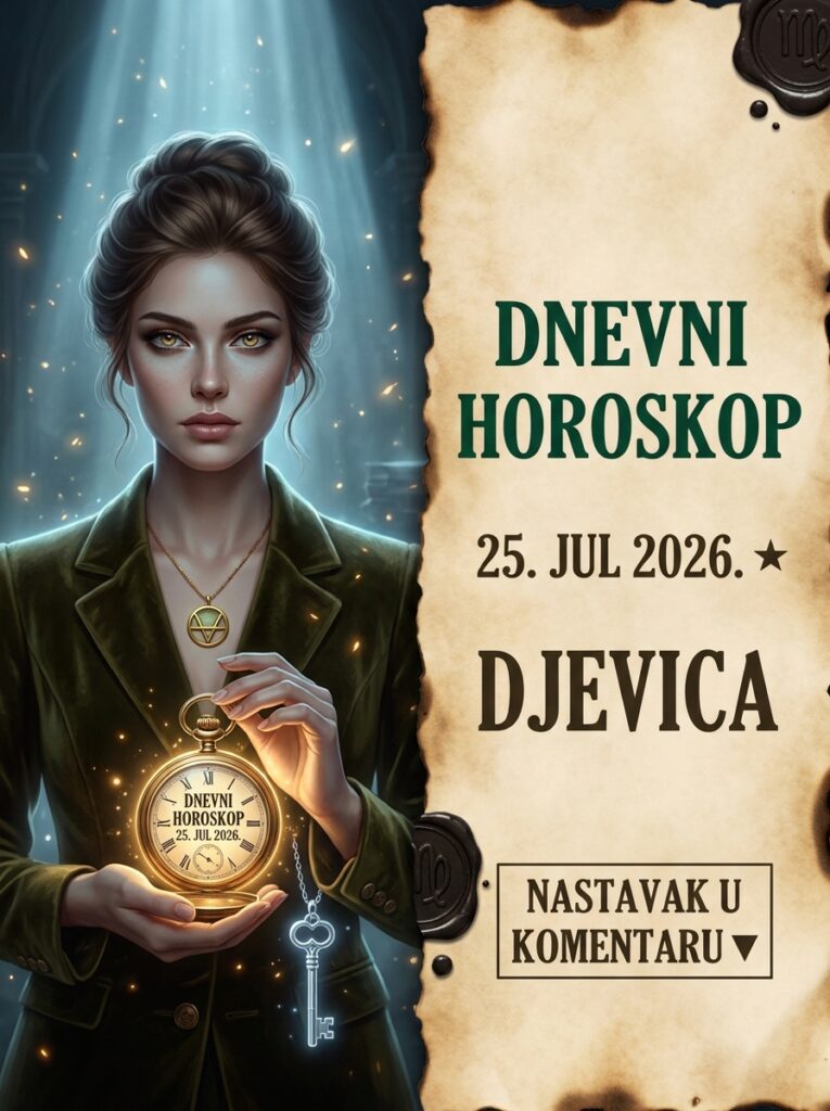 DNEVNI HOROSKOP 25. JUL 2026. – DJEVICA: Subota surove revizije! Saznajte zašto danas udarate katanac na tuđe gluposti i kako vaša vikend izolacija postaje neprobojna tvrđava!