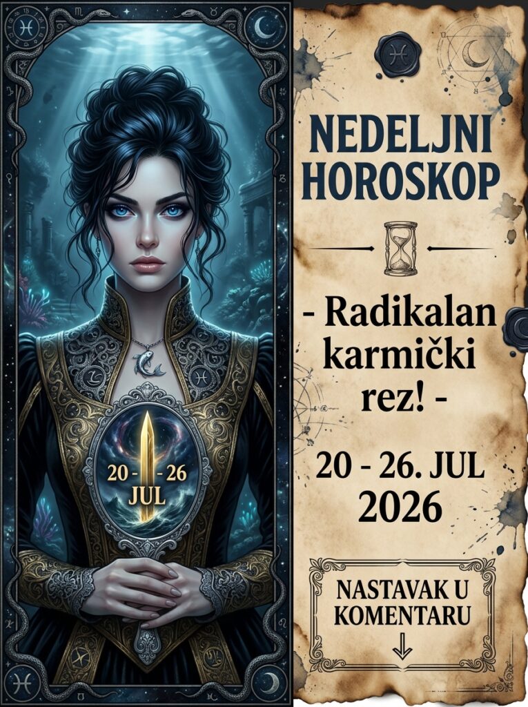RIBE – Nedeljni horoskop od 20. do 26. jula 2026: Sedmica kosmičkog loma! Vreme je da hirurški odstranite parazite i naplatite svaki sekund svoje tišine!