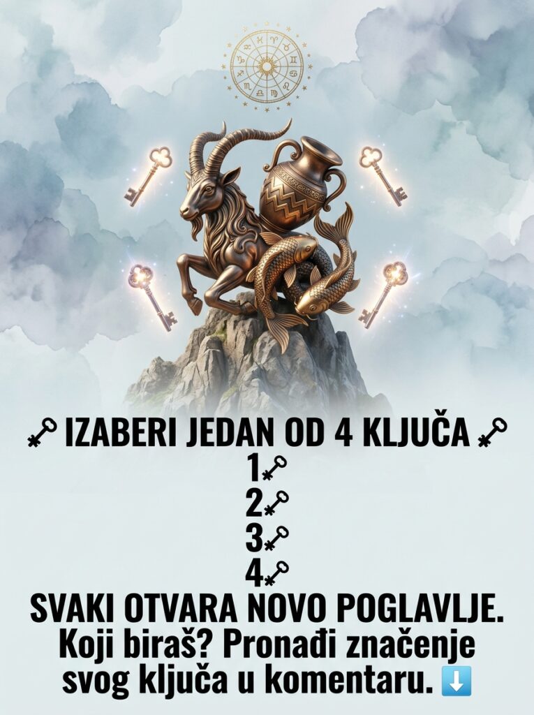 🗝️ IZABERI JEDAN OD 4 KLJUČA 🗝️ Svaki otvara novo poglavlje: Karmički test podsvesti koji brutalno razotkriva Jarca, Vodoliju i Ribe!