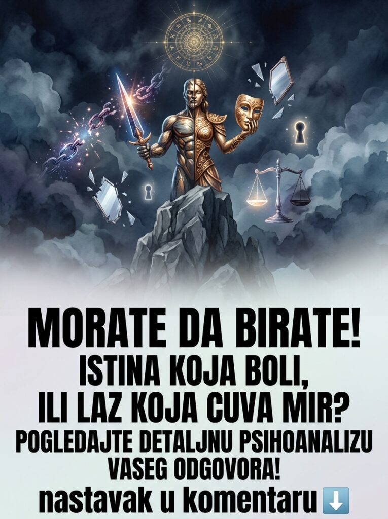MORATE DA BIRATE: Istina koja boli ili laž koja čuva mir? Pogledajte DETALJNU psihoanalizu vašeg odgovora i kako ovaj izbor određuje vašu karmu i sudbinu! (Lav, Rak, Vaga)